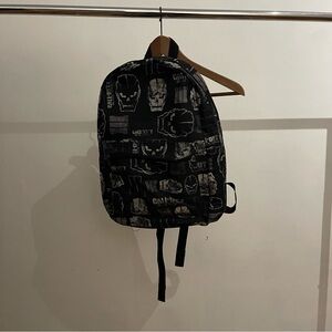 Men's Black Graphic Skull Backpack